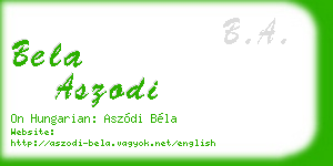bela aszodi business card